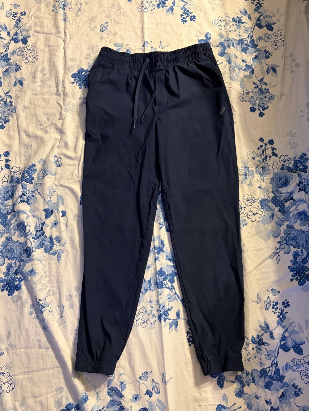 Asics Navy Track Joggers with Elastic Cuffs